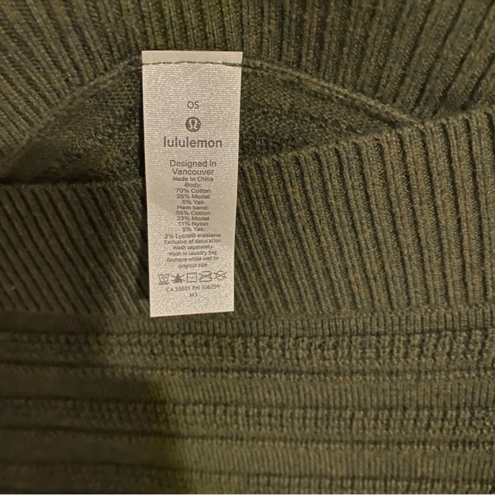 Lululemon Olive Green Ribbed Knit Top